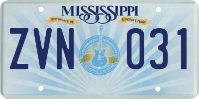 MS license plate ZVN031