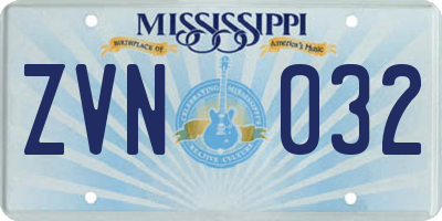 MS license plate ZVN032