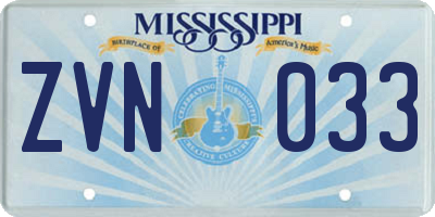 MS license plate ZVN033