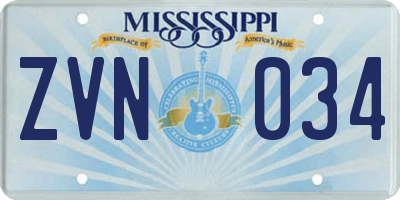 MS license plate ZVN034