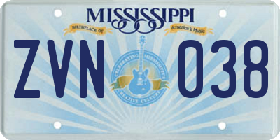 MS license plate ZVN038