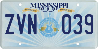 MS license plate ZVN039