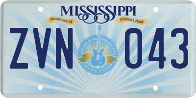 MS license plate ZVN043