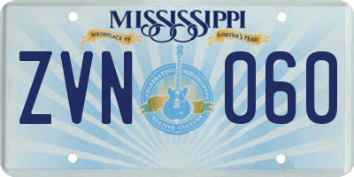 MS license plate ZVN060