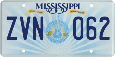 MS license plate ZVN062