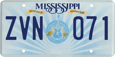 MS license plate ZVN071