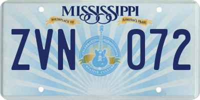 MS license plate ZVN072