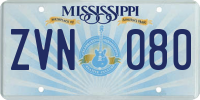 MS license plate ZVN080