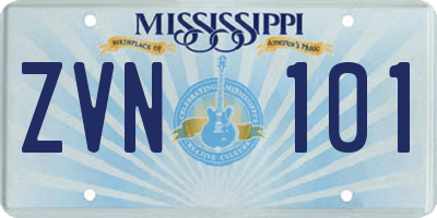 MS license plate ZVN101