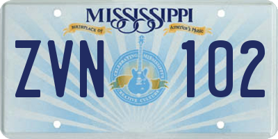 MS license plate ZVN102