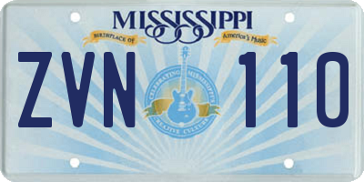 MS license plate ZVN110