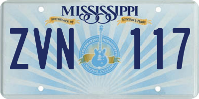 MS license plate ZVN117