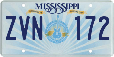 MS license plate ZVN172