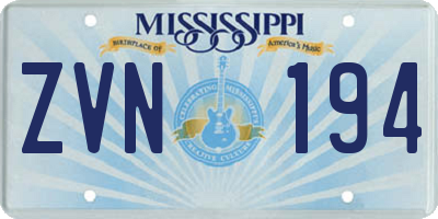 MS license plate ZVN194