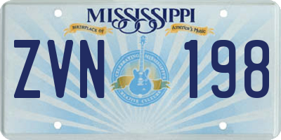 MS license plate ZVN198
