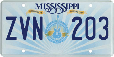 MS license plate ZVN203