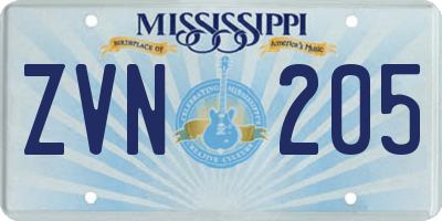 MS license plate ZVN205