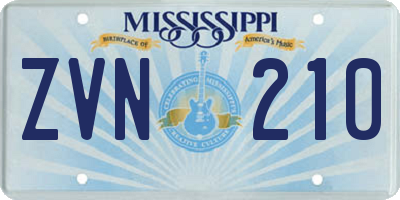 MS license plate ZVN210