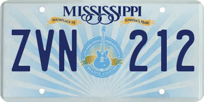 MS license plate ZVN212