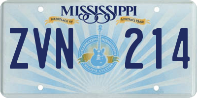 MS license plate ZVN214
