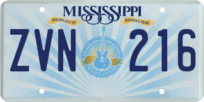 MS license plate ZVN216