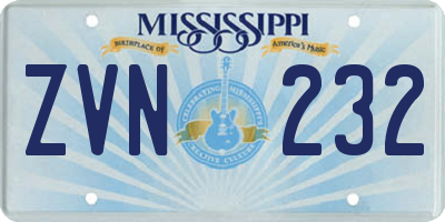 MS license plate ZVN232