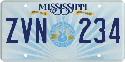 MS license plate ZVN234