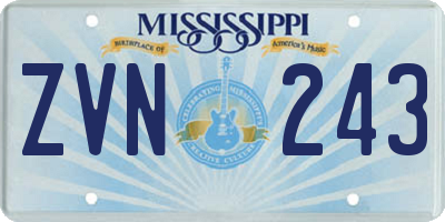 MS license plate ZVN243