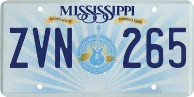 MS license plate ZVN265