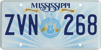 MS license plate ZVN268
