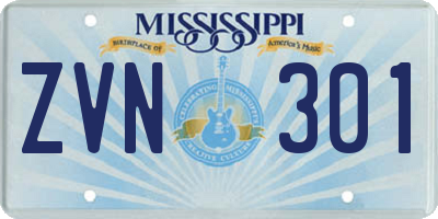 MS license plate ZVN301