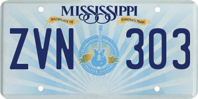 MS license plate ZVN303