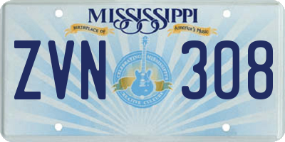 MS license plate ZVN308