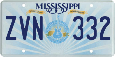 MS license plate ZVN332