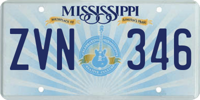 MS license plate ZVN346