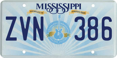 MS license plate ZVN386