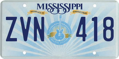 MS license plate ZVN418