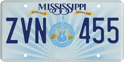 MS license plate ZVN455