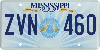 MS license plate ZVN460