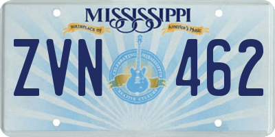 MS license plate ZVN462