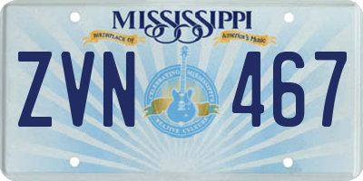 MS license plate ZVN467