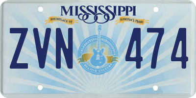 MS license plate ZVN474