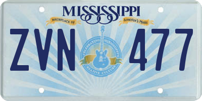 MS license plate ZVN477