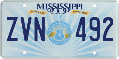 MS license plate ZVN492
