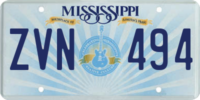 MS license plate ZVN494