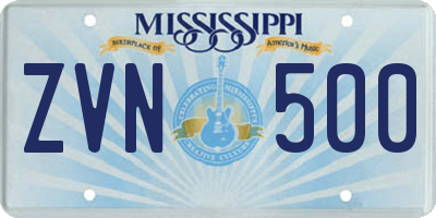 MS license plate ZVN500