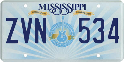 MS license plate ZVN534