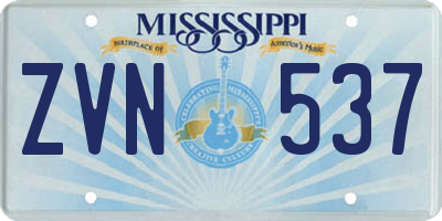 MS license plate ZVN537
