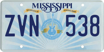 MS license plate ZVN538