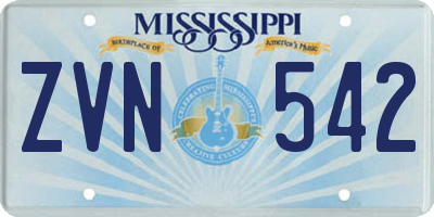 MS license plate ZVN542